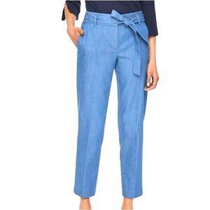 Loft‎ Chambray Tie Waist Slim Pants Size 8 Petite